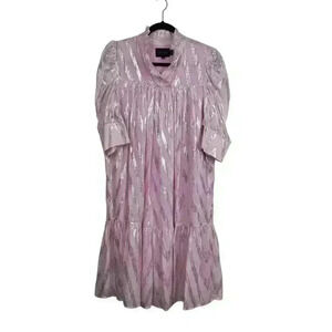 Birgitte Herskind Liva dress Womens 6 Metallic Ruffled Midi Pink Dress